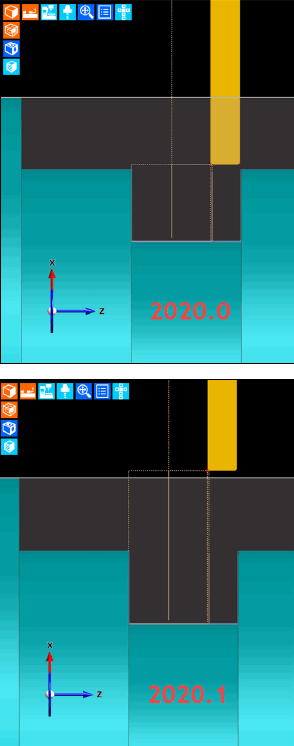 Cyklus Dokončit zápich v EDGECAMu 2020.1 nově respektuje aktuální polotovar a předchází tak případnému ulomení zapichovacího nože nedostatečným odjetím v ose X. Dokončení zápichu
